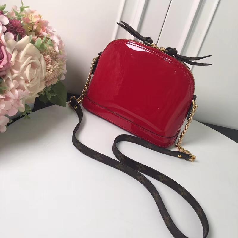 LV Shoulder Handbags M52750 patent leather bright red